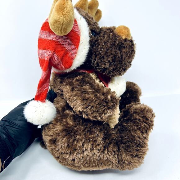 Soft Classics Christmas Moose Reindeer Plush Soft Toy 12" Brown Scarf Santa - Picture 7 of 9
